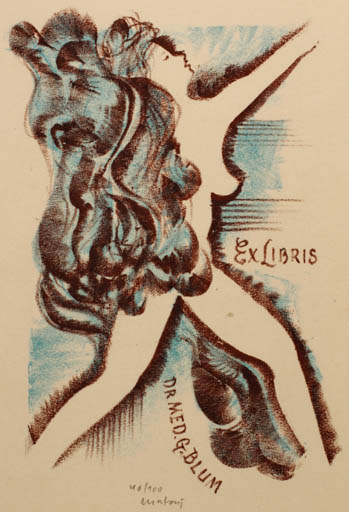 Exlibris by Miroslav Matous from Czech Republic for Dr. Gernot Blum - Woman 