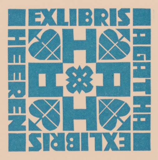 Exlibris by Jan Battermann from Netherland for Agatha Heeren - Text/Writing 