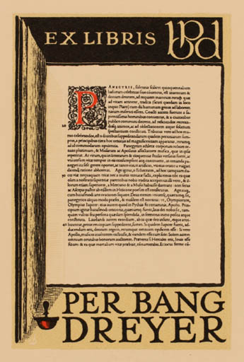 Exlibris by Christian Blæsbjerg from Denmark for Per Bang Dreyer - Text/Writing 