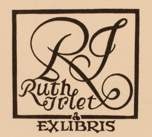 Exlibris by Zbigniew Dolatowski from Poland for Ruth Jrlet - Monogram Text/Writing 