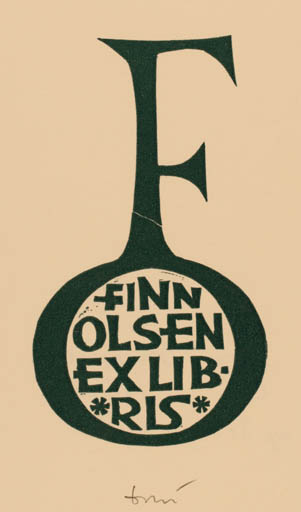 Exlibris by Jerzy Druzrycki from Poland for Finn Olsen - Monogram 