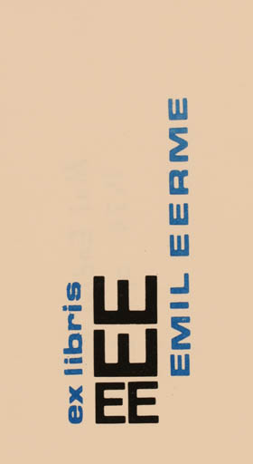 Exlibris by Mai Eudi from Canada for Emil Eerme - Text/Writing 