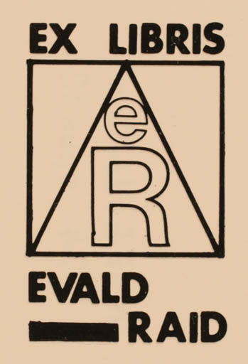 Exlibris by Mai Eudi from Canada for Evald Raid - Text/Writing 