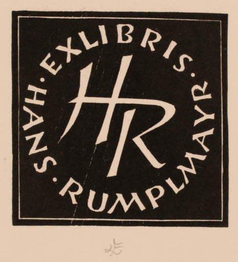 Exlibris by Leopold Feichtinger from Austria for Hans Rumplmar - Monogram 