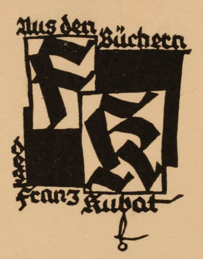 Exlibris by Otto Feil from Austria for Franz Kubat - Monogram 