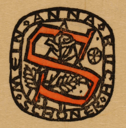 Exlibris by Otto Feil from Austria for Anna Schöner - Monogram 