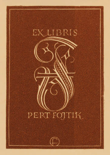 Exlibris by Johannes G. Freund from Austria for Pert Fojtik - Monogram 