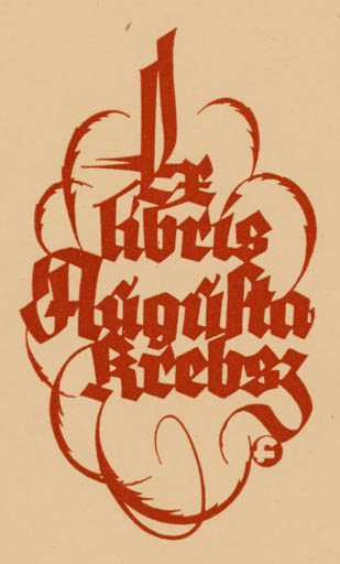Exlibris by Johannes G. Freund from Austria for Augusta Krebs - Monogram 
