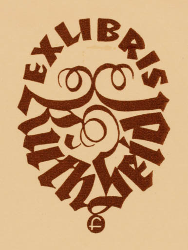 Exlibris by Johannes G. Freund from Austria for Ruth Seidel - Monogram 
