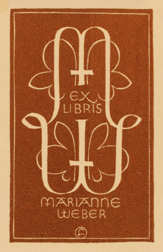 Exlibris by Johannes G. Freund from Austria for Marianne Weber - Monogram 