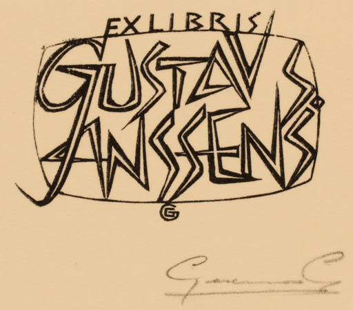 Exlibris by Gerard Gaudaen from Belgium for Gustav Janssen - Text/Writing 