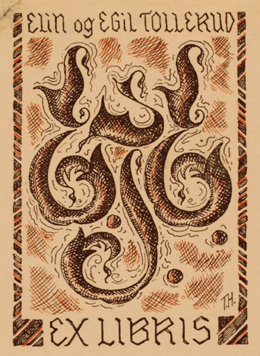 Exlibris by T. Helgerud from Norway for Elin & Egil Tollerud - Monogram 