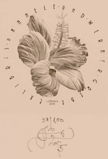 Exlibris by Lembit Löhmus from Estonia for Hannele & Werner Grebe - Flower 