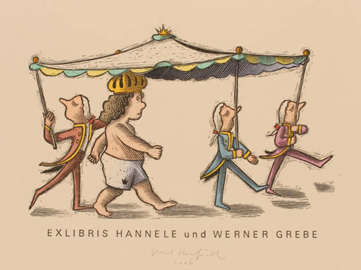 Exlibris by Egbert Herfurth from Germany for Hannele & Werner Grebe - Fairytale/fable 