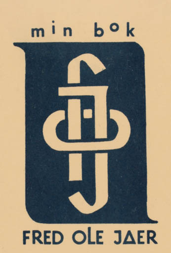 Exlibris by Olaf Jaer from Norway for Fred Ole Jaer - Monogram 