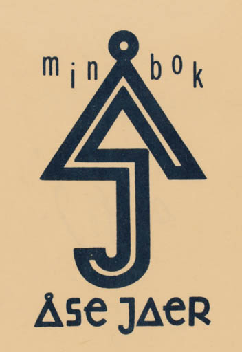 Exlibris by Olaf Jaer from Norway for Åse Jaer - Monogram 