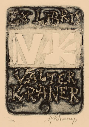 Exlibris by Valter Kraner from Sweden for Valter Kraner - Text/Writing 