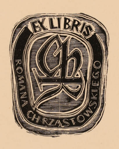 Exlibris by Wiktor Zbigniew Langner from Poland for Romana Chrzastowski - Monogram 