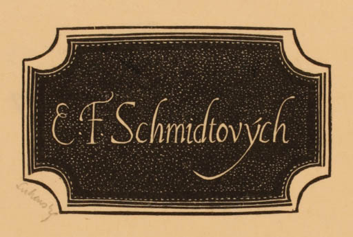 Exlibris by Jaroslav Lukavsky from Czechoslovakia for E. F. Schmidtovyck - Text/Writing 