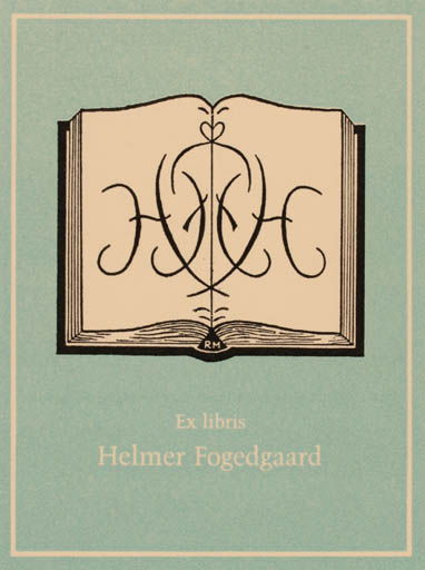 Exlibris by Reinholdt Madsen from Denmark for Helmer Fogedgaard - Book Monogram 