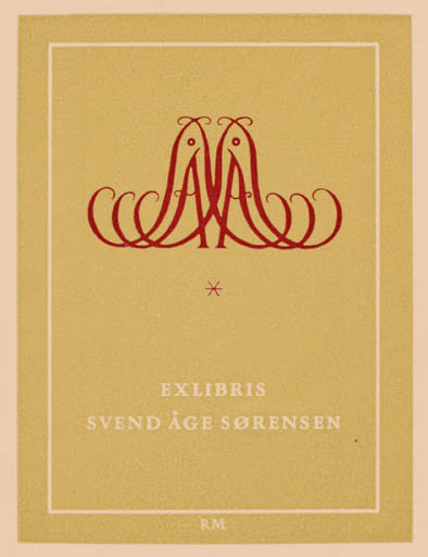 Exlibris by Reinholdt Madsen from Denmark for Svend Åge Sørensen - Monogram 