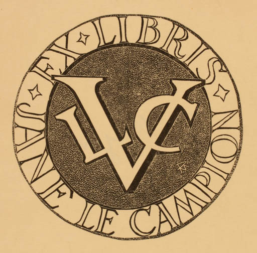 Exlibris by Daniel Meyer from France for Jane le Campion - Monogram 