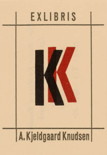 Exlibris by Børge Nees from Denmark for A Kjeldgaard Knudsen - Monogram 