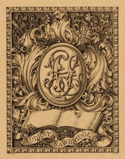 Exlibris by Robert Osmond from Great Britain for Audrey Sawbridge - Monogram 