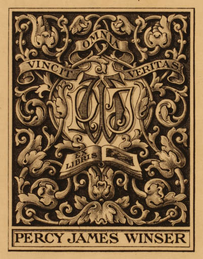 Exlibris by Robert? Osmond from Great Britain for percy James Winser - Monogram Ornament 