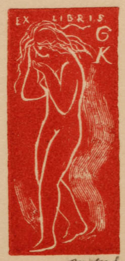 Exlibris by Rastislav Michal from Czech Republic for ? G. K. - Woman Nude 