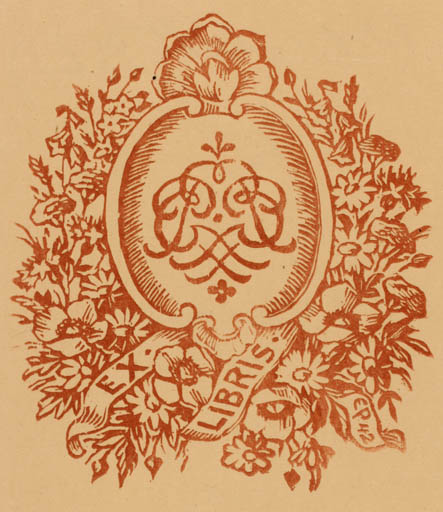 Exlibris by Edmund Peter from Denmark for Elisabeth Peter - Flora Monogram 