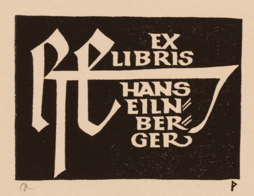 Exlibris by Ottmar Premstaller from Austria for Hans Eilnberger - Monogram 