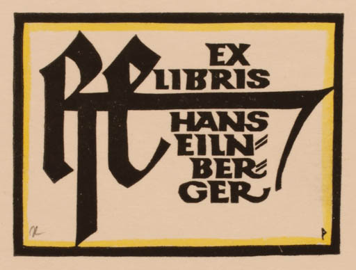 Exlibris by Ottmar Premstaller from Austria for Hans Eilnberger - Monogram 