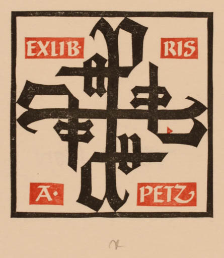 Exlibris by Ottmar Premstaller from Austria for Alma Petz - Monogram 