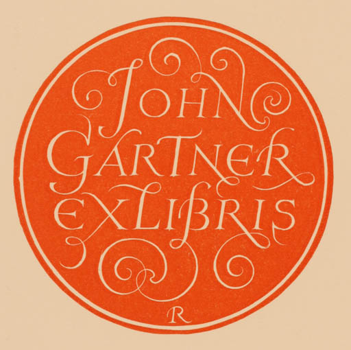 Exlibris by Pam Georg Rueter from Netherland for John Gartner - Text/Writing 