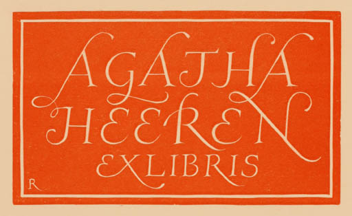 Exlibris by Pam Georg Rueter from Netherland for Agatha Heeren - Text/Writing 