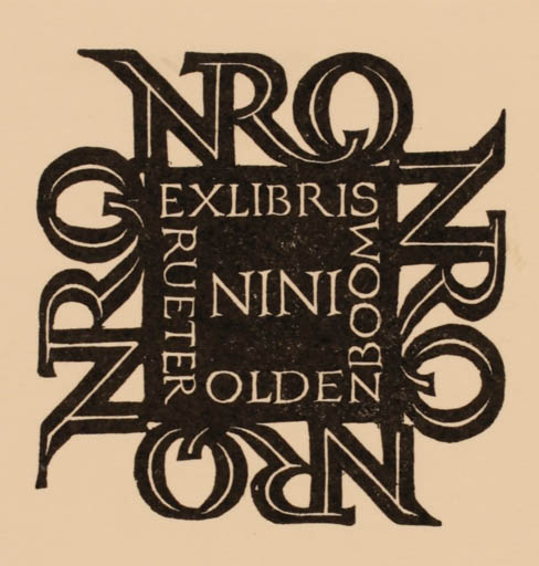 Exlibris by Pam Georg Rueter from Netherland for Nini Rueter Oldenboom - Text/Writing 