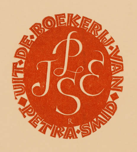 Exlibris by Pam Georg Rueter from Netherland for Petra Smid - Monogram 