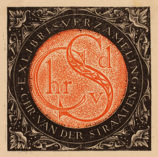 Exlibris by A de Ruyter from Netherland for Chr. van der Straaten - Monogram 