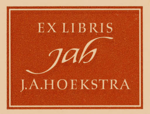 Exlibris by H Salden from Netherland for J.A. Hoekstra - Text/Writing 