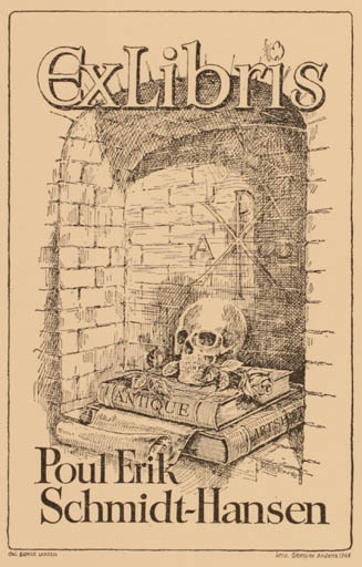 Exlibris by Børge Larsen from Denmark for Poul Erik Hansen Schmidt - Book Death 