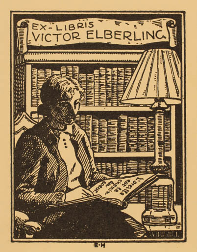 Exlibris by Ebba Holm from Denmark for Victor Elberling - Book Interior Woman 