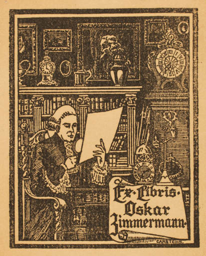 Exlibris by August Carstens from Denmark for Oskar Zimmermann - Interior Man 