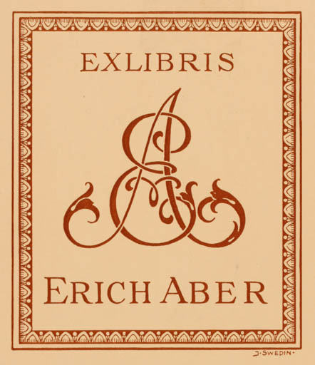 Exlibris by Jonathan Swedin from Sweden for Erich Aber - Monogram 