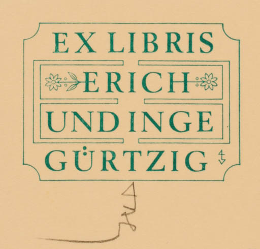 Exlibris by Gerhard Tag from Germany for Erich Undinge Gürtzig - Text/Writing 