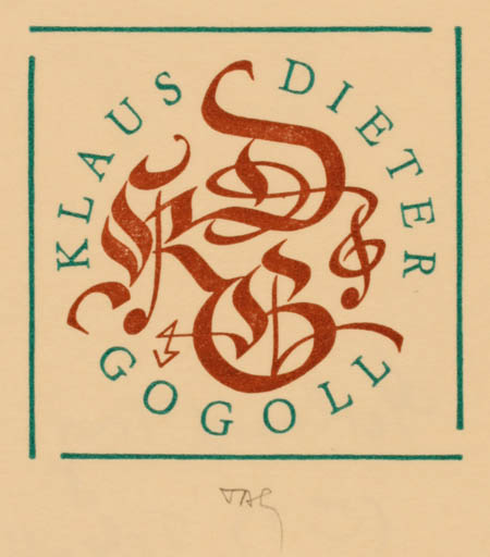 Exlibris by Gerhard Tag from Germany for Klaus Dieter Gogoll - Monogram 