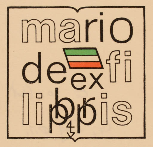 Exlibris by Gerhard Tag from Germany for Mario de Filippis - Text/Writing 