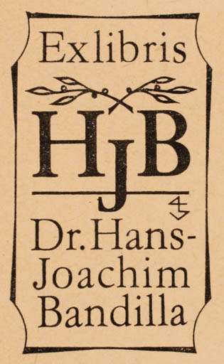 Exlibris by Gerhard Tag from Germany for Hans-Joachim Bandilla - Text/Writing 