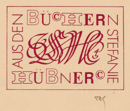 Exlibris by Gerhard Tag from Germany for Stefanie Hübner - Text/Writing 