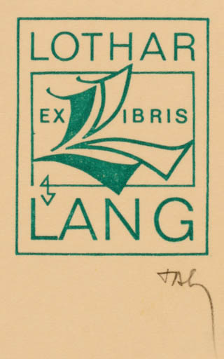 Exlibris by Gerhard Tag from Germany for Lothar Lang - Monogram 